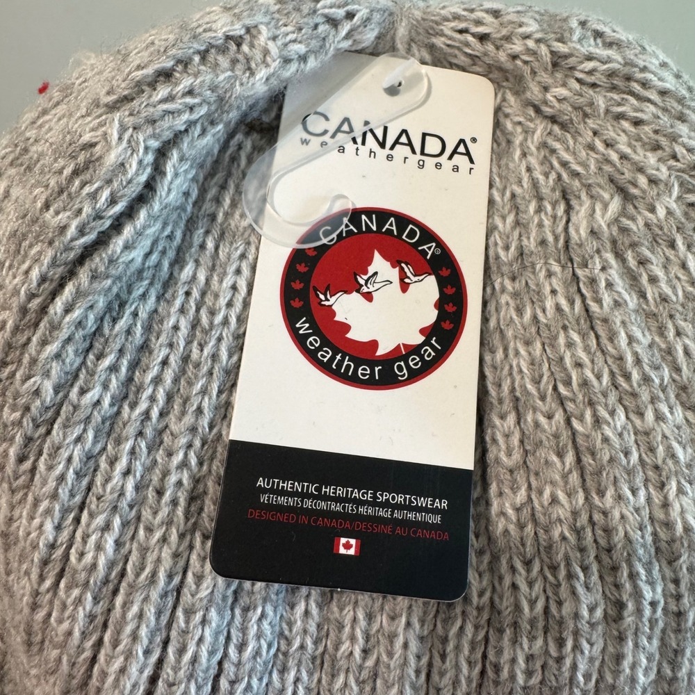 Canada Weather Gear Grey Ribbed Knit Beanie Thermal Plush Fleece Lined Hat NWT - Picture 4 of 7